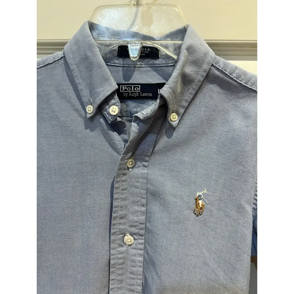 Polo Ralph Lauren Boys Size 8 S Blue Oxford Cloth Long Sleeve Button Down Shirt